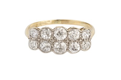 Lot 97 - A diamond double row half hoop ring,...