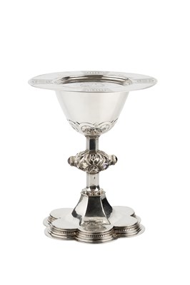 Lot 484 - A mid Victorian silver chalice and paten, the...