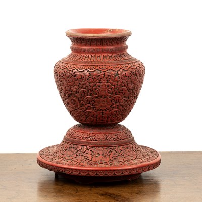 Lot 396 - Cinnabar lacquer vase Chinese, late 18th/early...