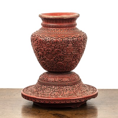 Lot 396 - Cinnabar lacquer vase Chinese, late 18th/early...