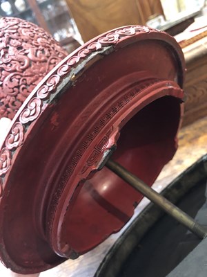 Lot 396 - Cinnabar lacquer vase Chinese, late 18th/early...