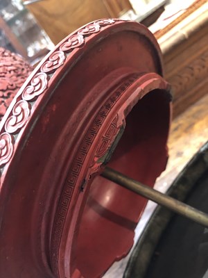 Lot 396 - Cinnabar lacquer vase Chinese, late 18th/early...