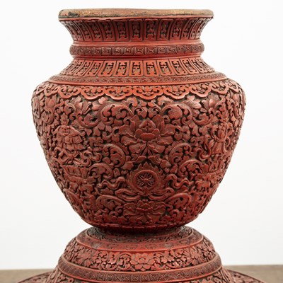 Lot 396 - Cinnabar lacquer vase Chinese, late 18th/early...