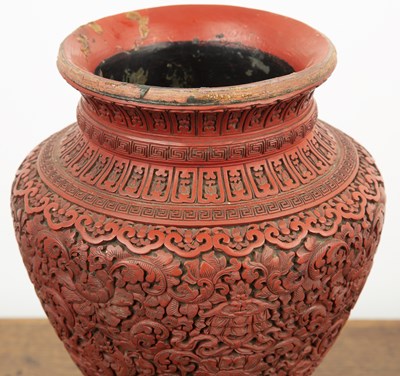 Lot 396 - Cinnabar lacquer vase Chinese, late 18th/early...
