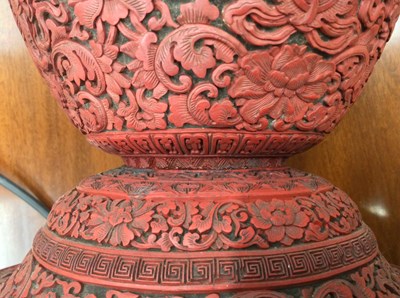 Lot 396 - Cinnabar lacquer vase Chinese, late 18th/early...