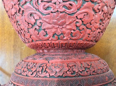 Lot 396 - Cinnabar lacquer vase Chinese, late 18th/early...