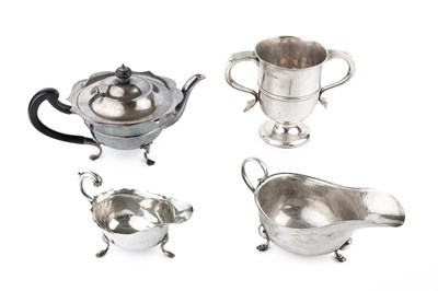 Lot 452 - A George VI silver twin handled trophy cup,...