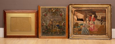 Lot 362 - A needlework picture and a stumpwork picture