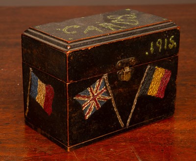 Lot 16 - A Great War interest card box, flags, etc