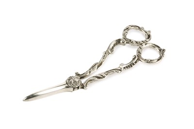 Lot 374 - A pair of late Victorian silver grape scissors,...