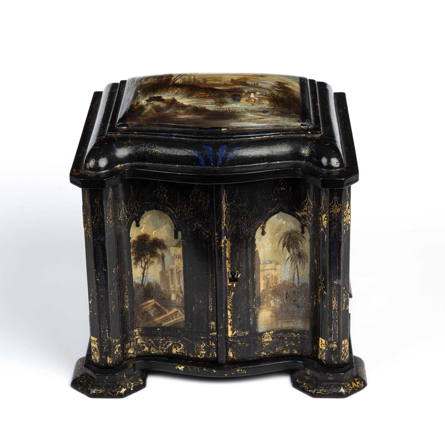 Lot 36 - A Victorian lacquered table casket with hand...