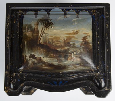 Lot 36 - A Victorian lacquered table casket with hand...