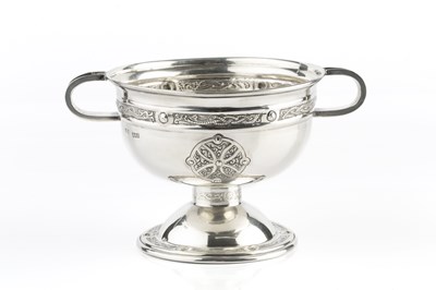 Lot 523 - An Irish silver twin handled pedestal bowl,...