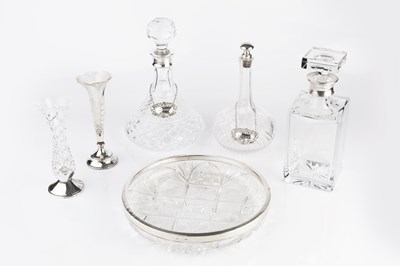 Lot 547 - A silver mounted glass ship's decanter and...