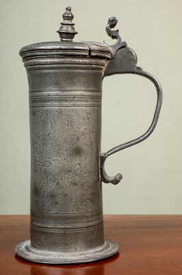 Lot 154 - An antique continental pewter lidded tankard,...