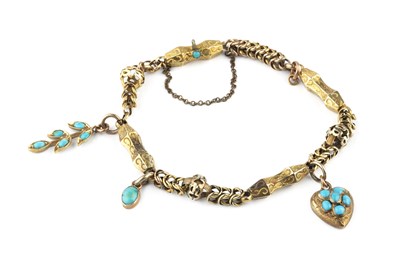 Lot 42 - A Victorian fancy-link bracelet, with bead and...