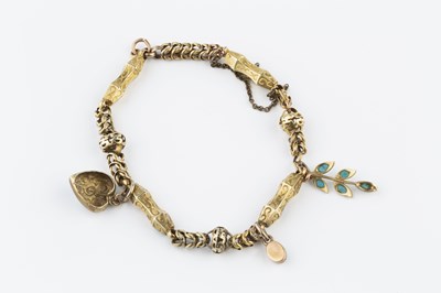 Lot 42 - A Victorian fancy-link bracelet, with bead and...