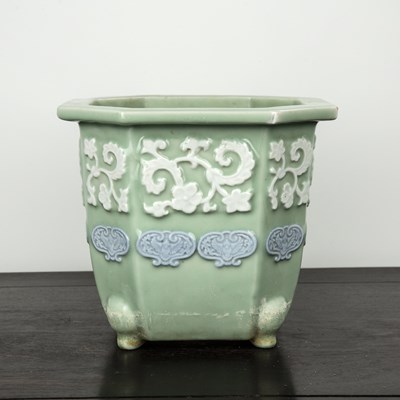 Lot 192 - Two celadon jardinieres Chinese, of octagonal...