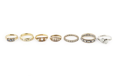 Lot 246 - A collection of antique and later dress rings,...