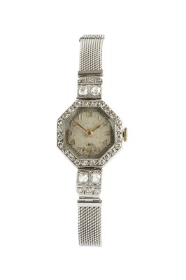 Lot 198 - A diamond cocktail watch, the octagonal...