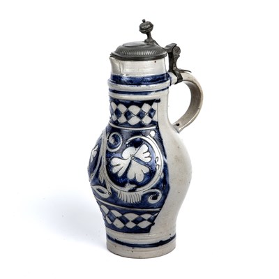 Lot 110 - An 18th century Westerwald stoneware jug with...
