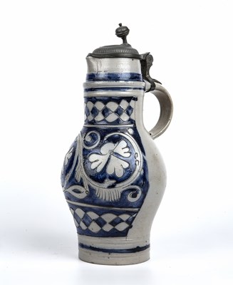 Lot 110 - An 18th century Westerwald stoneware jug with...