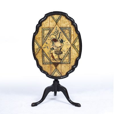 Lot 51 - An early 19th century ebonised and painted...