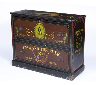 Lot 62 - A Victorian painted pine naval chest of two...