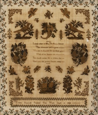 Lot 63 - An early Victorian poetic sampler embroidered...