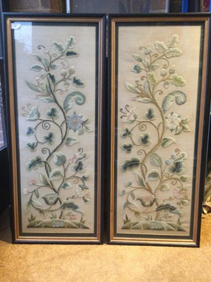 Lot 67 - A pair of antique raised wool work floral...