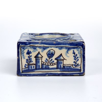 Lot 75 - An 18th century Continental tin glazed ink...