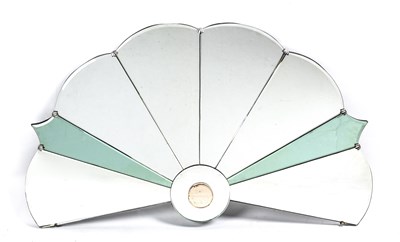 Lot 801 - Art Deco Fan mirror, circa 1920 clear, green,...