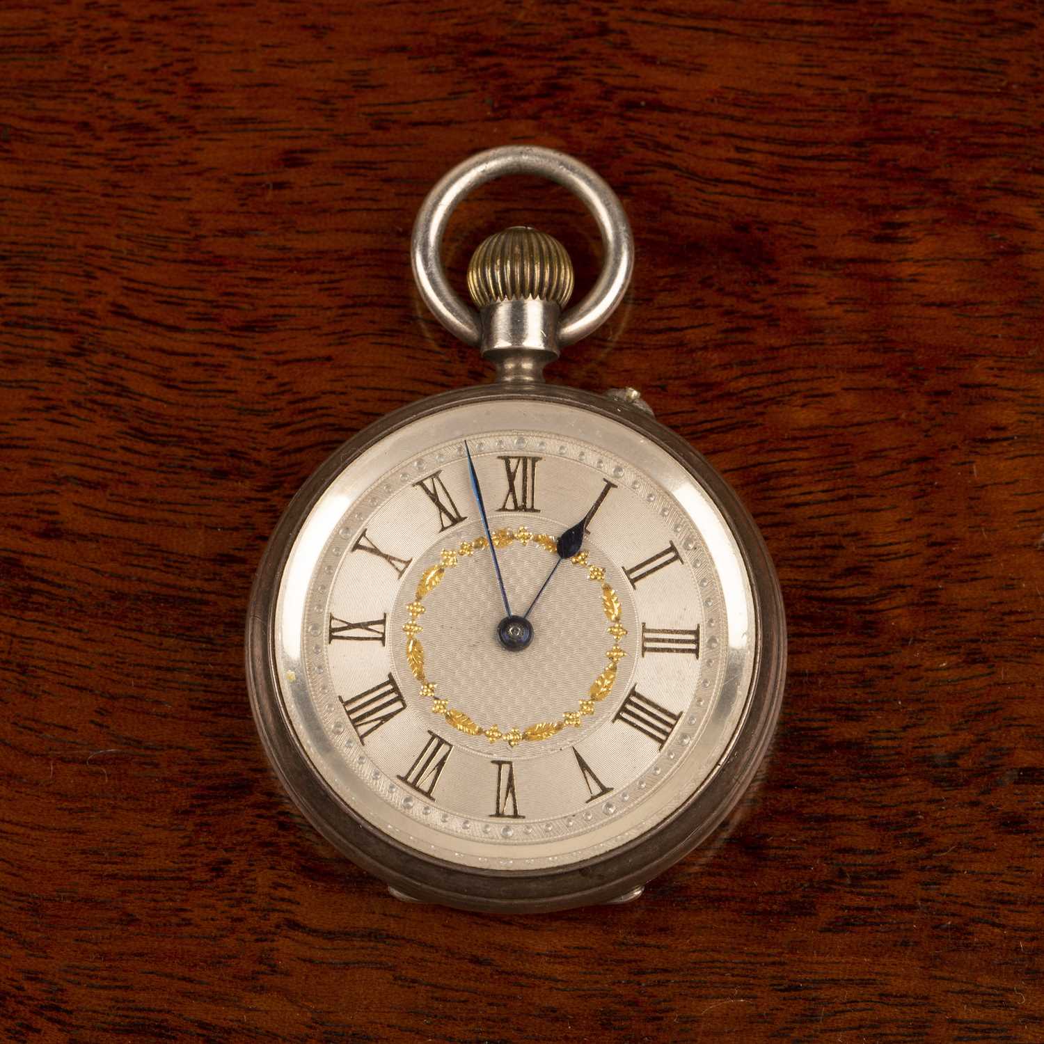 Lot 223 - Silver open pocket watch or fob watch the...