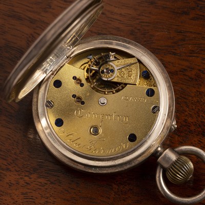 Lot 223 - Silver open pocket watch or fob watch the...