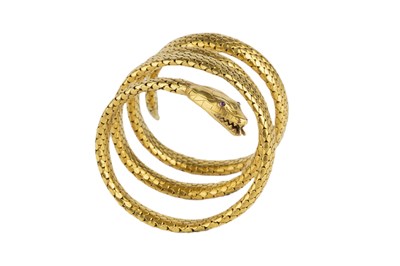 Lot 115 - A late 19th century French serpent bracelet,...