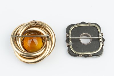 Lot 21 - A Victorian citrine and hardstone panel...