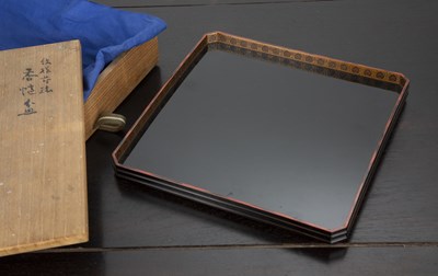 Lot 556 - Black lacquer tray Japanese, Meiji-Taisho...