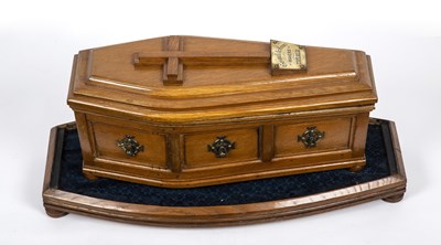 Lot 128 - A Victorian oak model display coffin for...