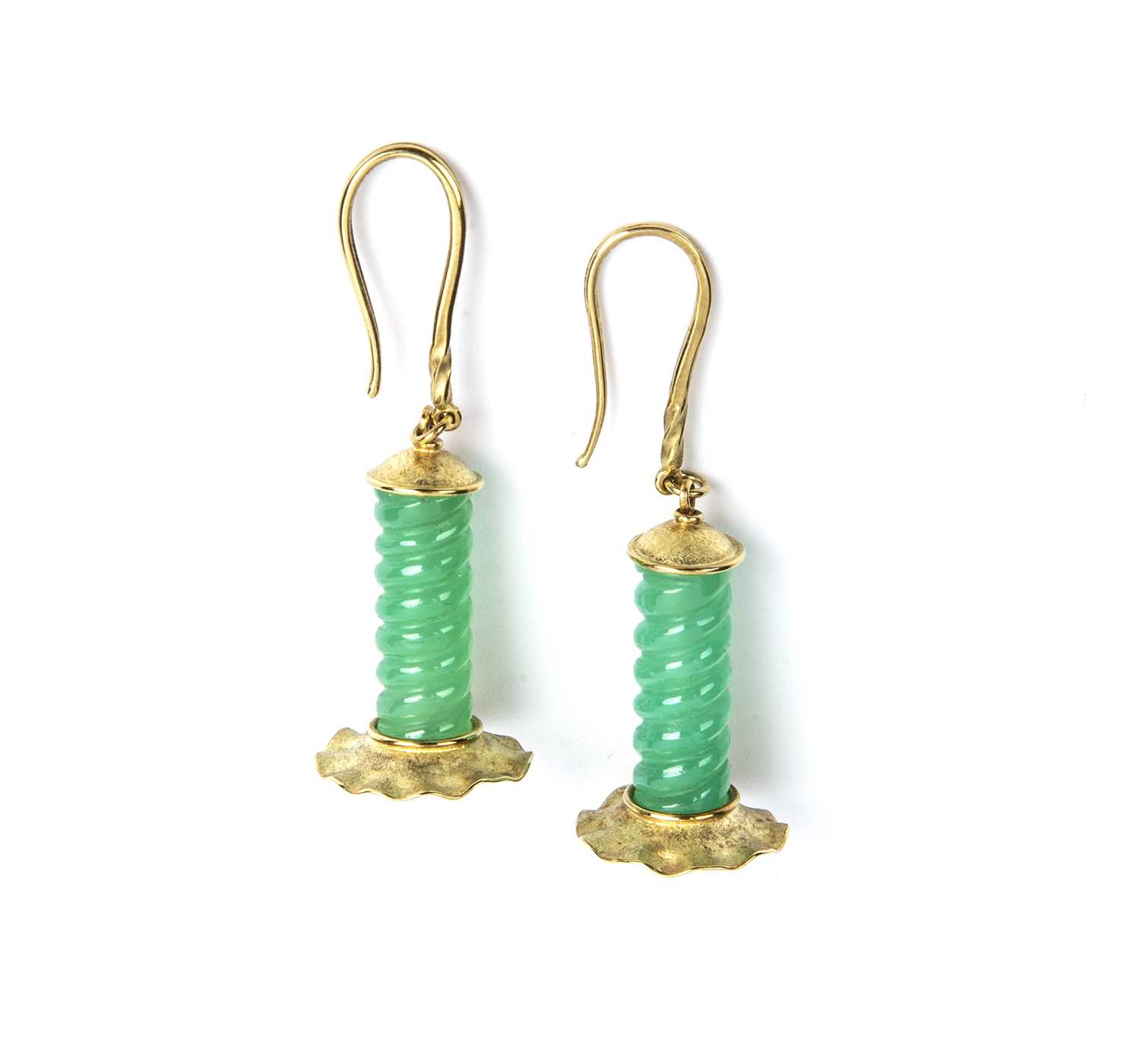 Lot 731 - Jacqueline Mina (b.1942) Chrysoprase spiral...
