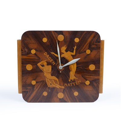 Lot 769 - Attributed to Mjölby Intarsia Wall Clock,...