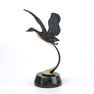 Lot 889 - Modern School Duck in flight patinated and...