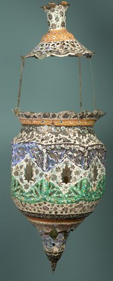 Lot 471 - A Middle Eastern enamel decorated hanging lantern