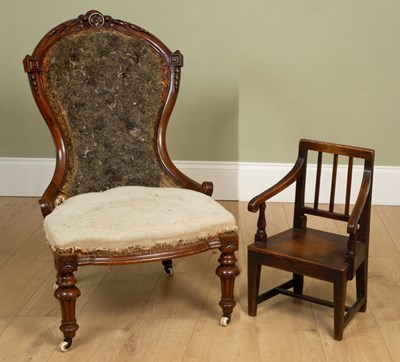 Lot 217 - A Victorian mahogany upholstered nursing chair;...