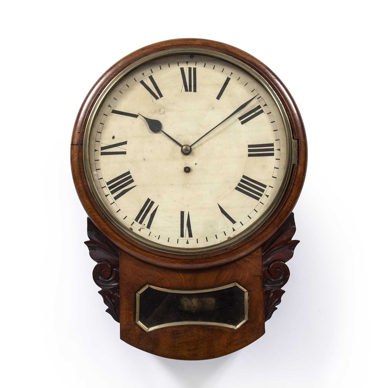 Lot 13 - A Victorian mahogany drop dial wall timepiece...