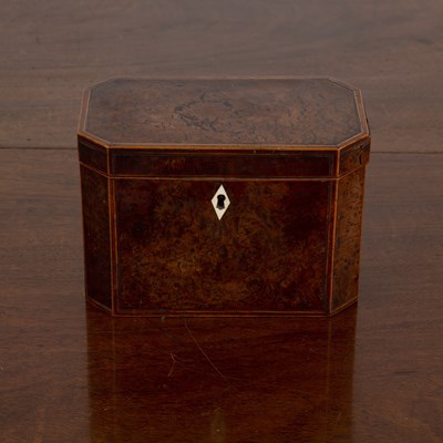 Lot 10 - Yewood and burr Yew wood tea caddy 19th...