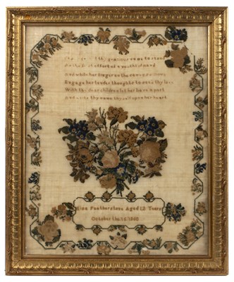 Lot 64 - A George III alphabet sampler worked by...