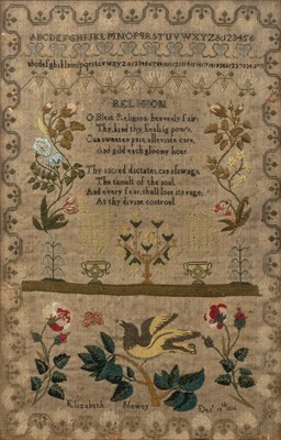 Lot 64 - A George III alphabet sampler worked by...