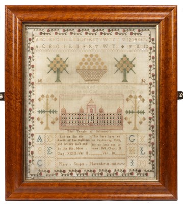 Lot 71 - A George III alphabet sampler, The Temple of...
