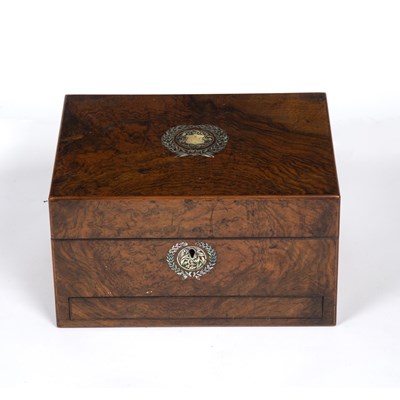 Lot 111 - An early Victorian walnut dressing table box...