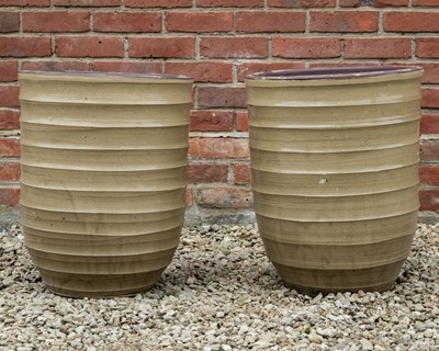 Lot 1133 - Two ribbed ceramic glazed garden planters